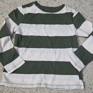 Old Navy Green and White Striped Long Sleeve Tee